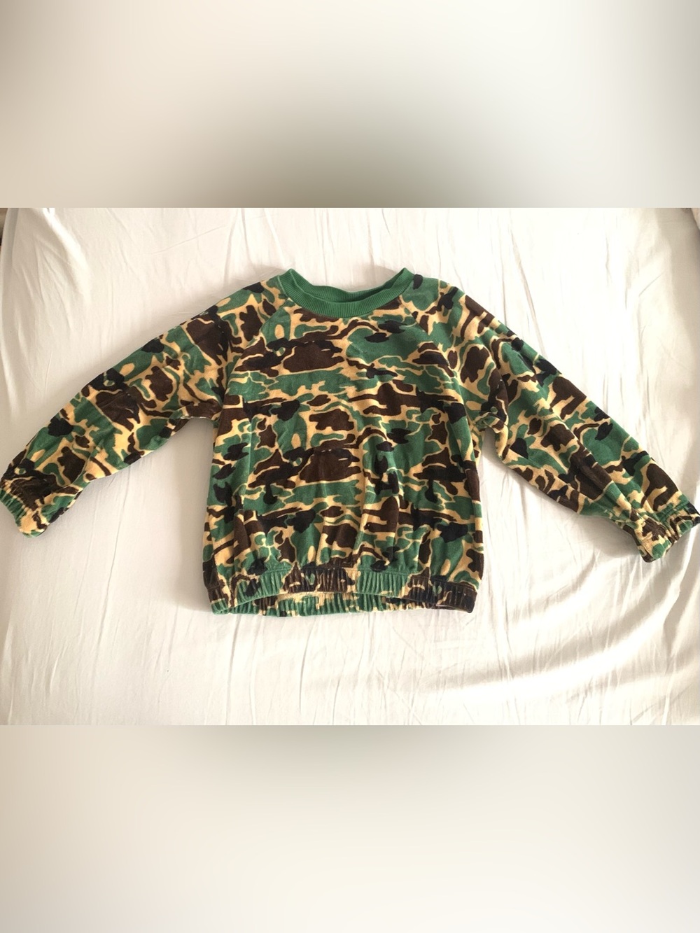 Mini Rodini Velour Camo Print Sweatshirt 3-5T